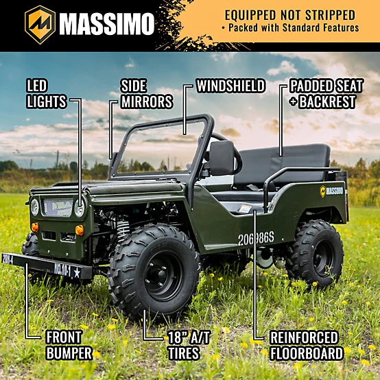 125cc Mini Jeep | Willys Edition | 3-Speed | Off Road | Gasoline Engine
