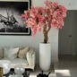 Matte White St. Tropez Planter with Custom Made Pink Cherry Blossom Tree