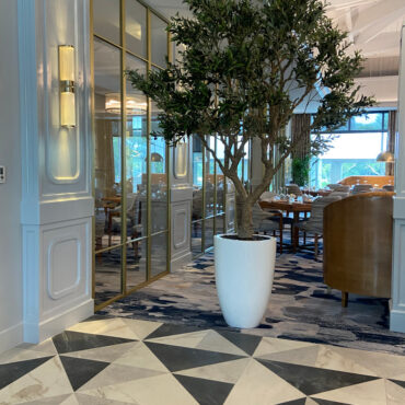 Artificial 98″ Olive Tree In Glossy White Ben Planter