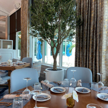 Artificial 98″ Olive Tree In Glossy White Ben Planter