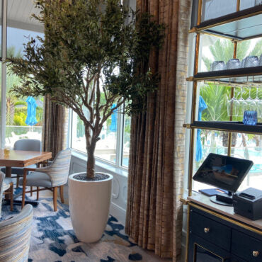 Artificial 98″ Olive Tree In Glossy White Ben Planter