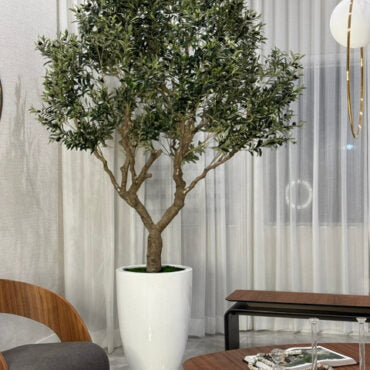 Artificial 98″ Olive Tree In Glossy White Ben Planter