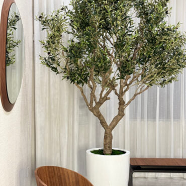 Artificial 98″ Olive Tree In Glossy White Ben Planter