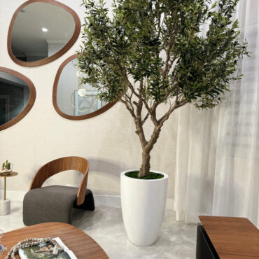 Artificial 98″ Olive Tree In Glossy White Ben Planter