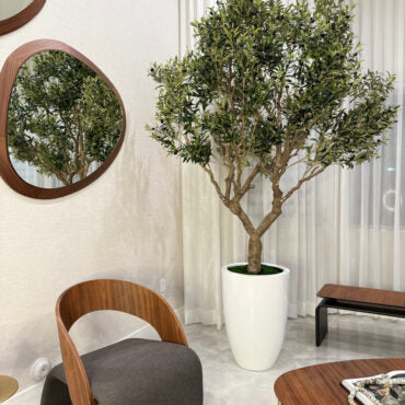 Artificial 98″ Olive Tree In Glossy White Ben Planter