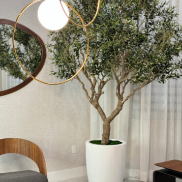 Artificial 98″ Olive Tree In Glossy White Ben Planter