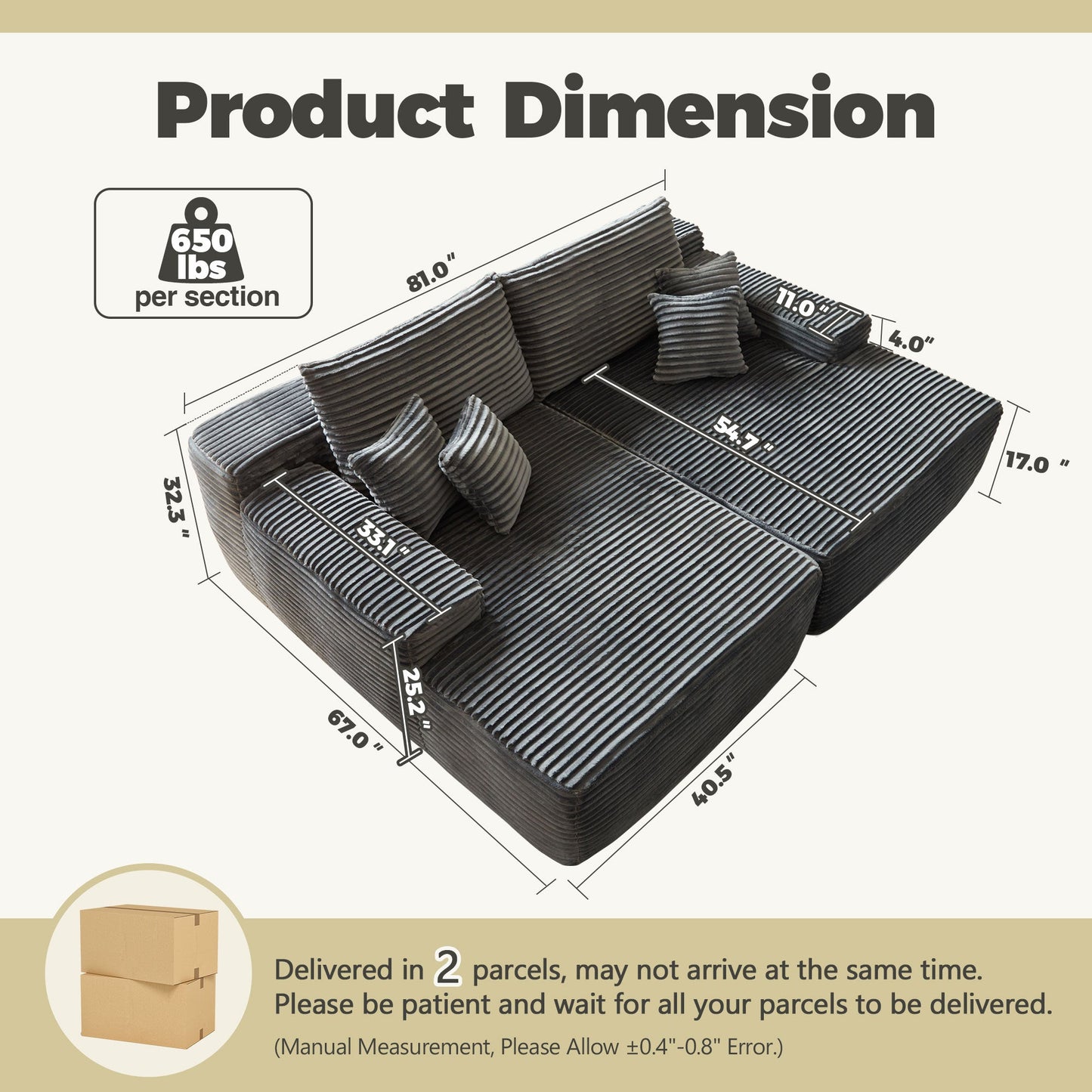 Boneless Sofa, Sleeper Couch, No Assembly Required | Left & Right Together