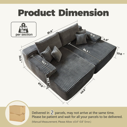 Boneless Sofa, Sleeper Couch, No Assembly Required | Left & Right Together