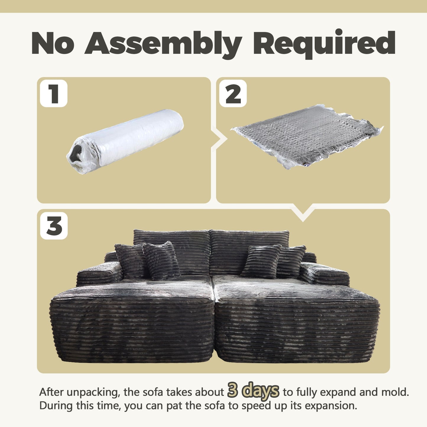 Boneless Sofa, Sleeper Couch, No Assembly Required | Left & Right Together