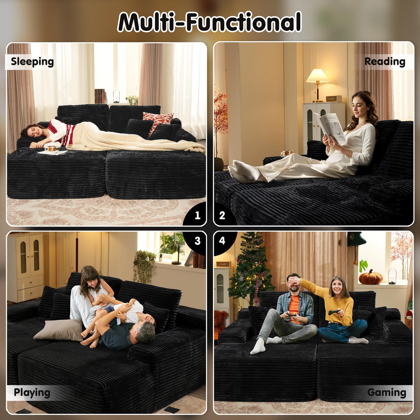 Boneless Sofa, Sleeper Couch, No Assembly Required | Left & Right Together