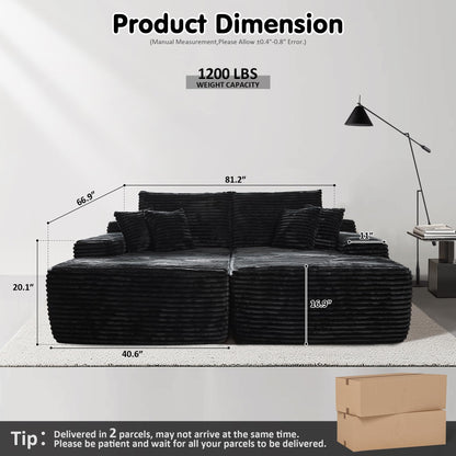 Boneless Sofa, Sleeper Couch, No Assembly Required | Left & Right Together