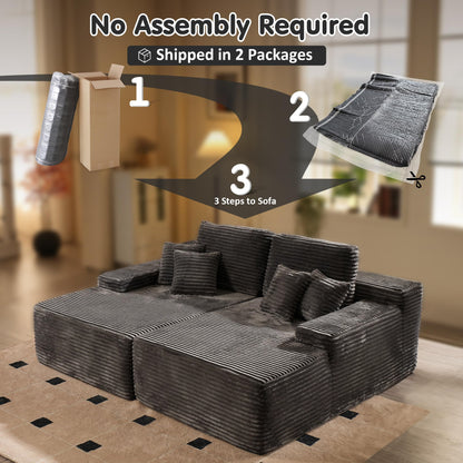 Boneless Sofa, Sleeper Couch, No Assembly Required | Left & Right Together