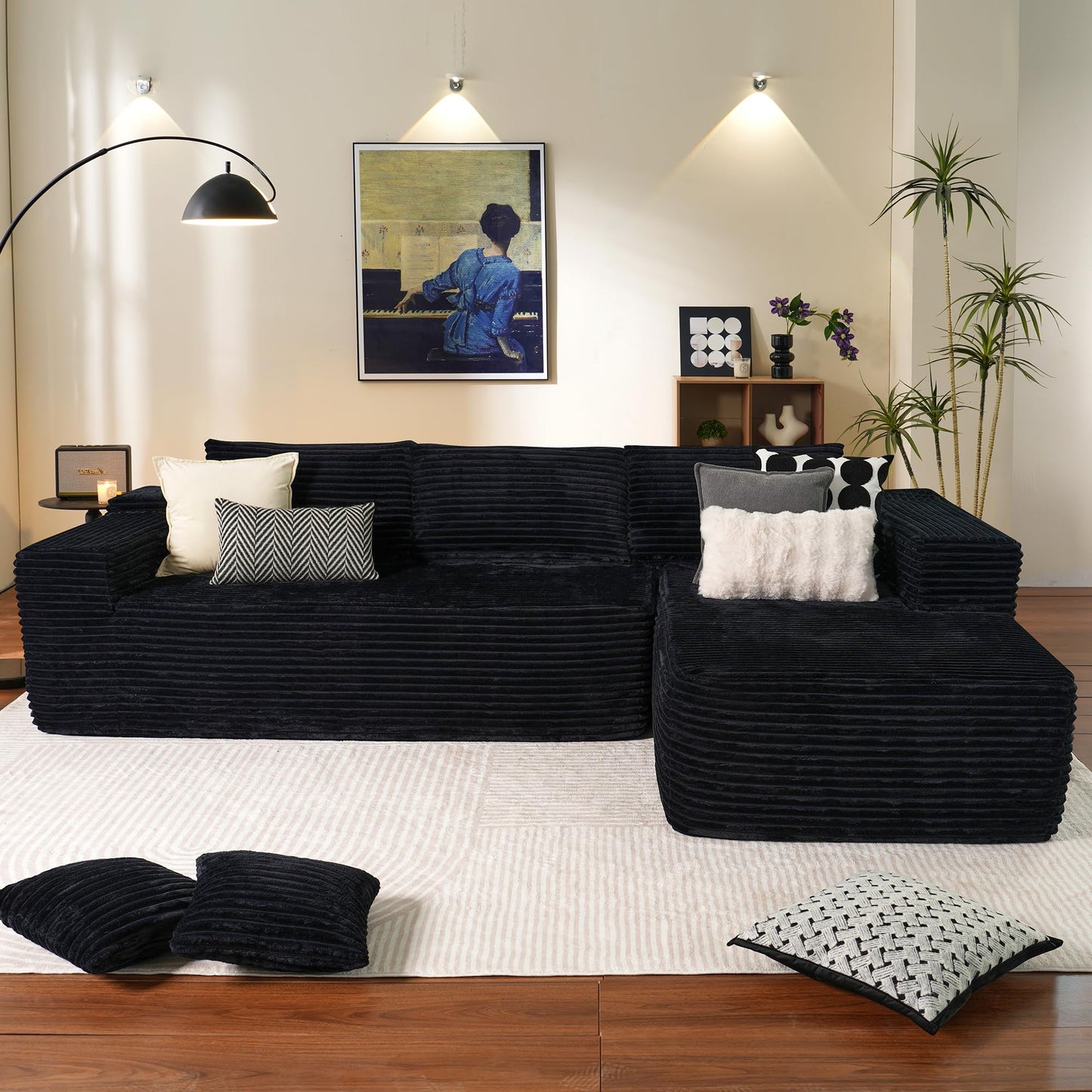 104" / 265CM L-Shape Modular Couch with Chaise, No Assembly Required