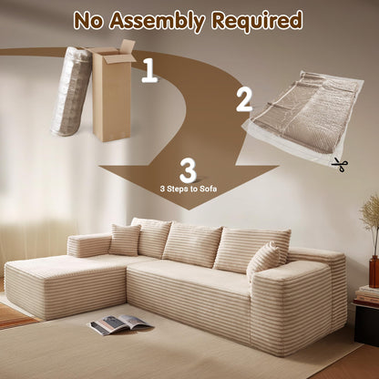 104" / 265CM L-Shape Modular Couch with Chaise, No Assembly Required