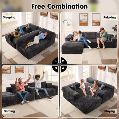 104" / 265CM L-Shape Modular Couch with Chaise, No Assembly Required