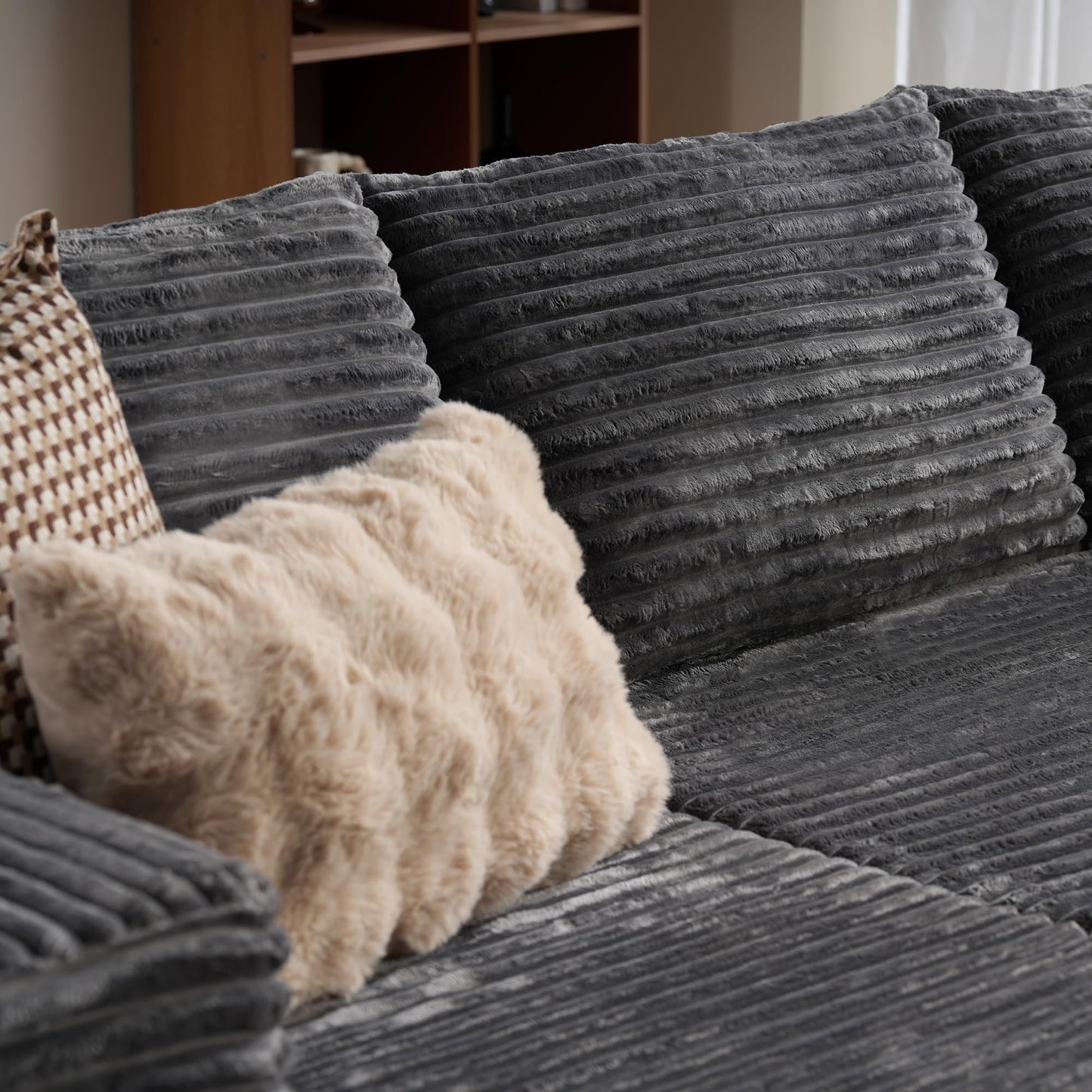 104" / 265CM L-Shape Modular Couch with Chaise, No Assembly Required