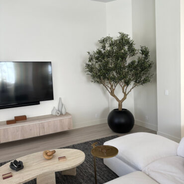 Olive Tree in Matte Black 30″ Globe Planter